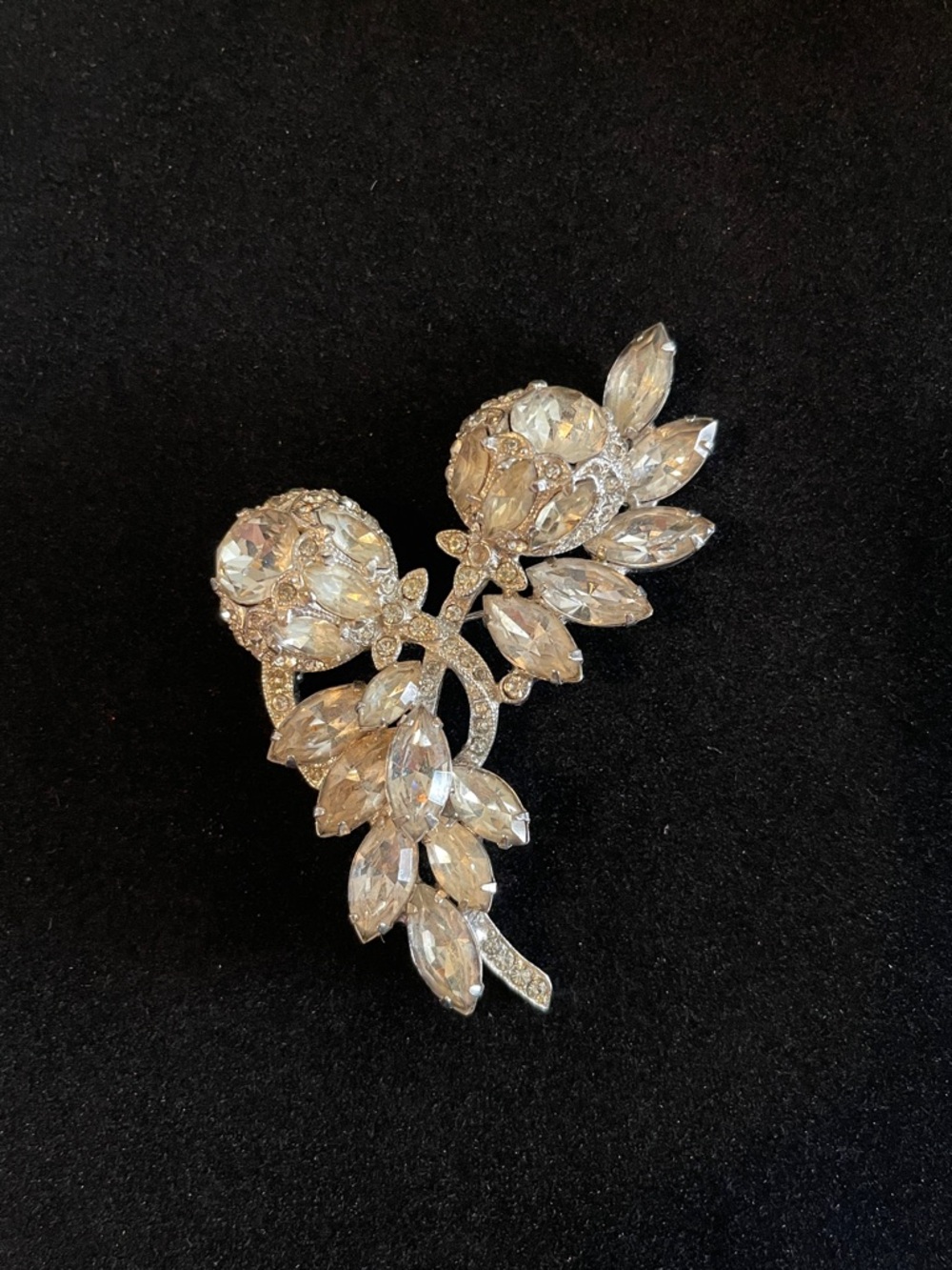 Rosenberg Ice Crystal Floral Statement Brooch - Clear